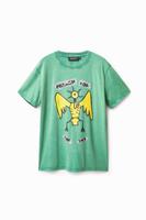 T-shirt met korte mouw en engel - GREEN - S - thumbnail