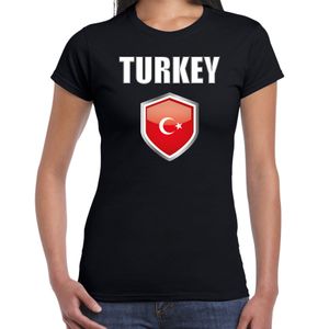 Turkije landen supporter t-shirt met Turkse vlag schild zwart dames