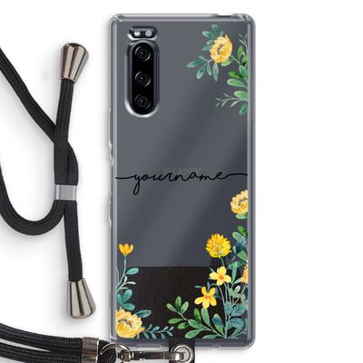 Gele bloemen: Sony Xperia 5 Transparant Hoesje met koord