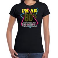 Disco verkleed t-shirt voor dames - jaren 80/80's girl - zwart - carnaval/foute party