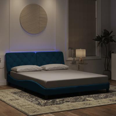 Bedframe met LED-verlichting fluweel blauw 160x200 cm