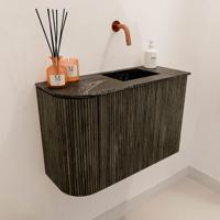 Toiletmeubel Mondiaz Joya Dlux | 61.6 cm | Meubelkleur Shadow | Faye wastafel Lava Wasbak Rechts | Zonder kraangat(en) Toiletmeubel Mondiaz Joya Dlux | 61.6 cm | Meubelkleur Shadow | Faye wastafel Lava Wasbak Rechts | Zonder kraangat(en)