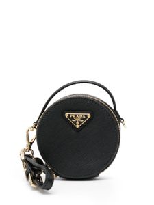 Prada mini pochette en cuir Saffiano à logo émaillé - Noir