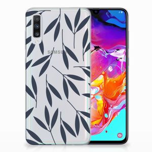 Samsung Galaxy A70 TPU Case Leaves Blue