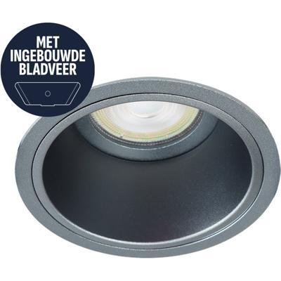Spot Armatuur GU10 - Pragmi Axis - GU10 Inbouwspot met Bladveren - Rond - Gunmetal - Aluminium - Ø90mm