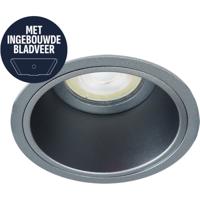 Spot Armatuur GU10 - Pragmi Axis - GU10 Inbouwspot met Bladveren - Rond - Gunmetal - Aluminium - Ø90mm