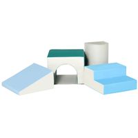 HOMCOM bouwblokken set van 4 schuimstof bouwstenen easy cleaning zacht vullende foam blocks voor kinderen 1-3 jaar EPE lichtgrijs + blauw + groen 150 x 50 x 39 cm