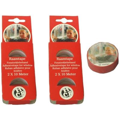 Raamtape rood - 4x rol - 10 meter x 1,8 cm - raamversiering - kerstversiering