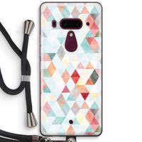 Gekleurde driehoekjes pastel: HTC U12+ Transparant Hoesje met koord