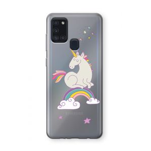 Regenboog eenhoorn: Samsung Galaxy A21s Transparant Hoesje