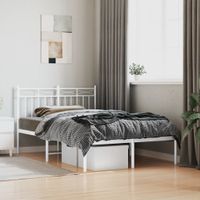 Bedframe met hoofdbord metaal wit 120x200 cm