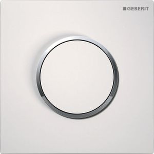 Geberit HyTouch urinoir stuursysteem pneumatisch met bedieningsplaat Sigma 10 Plaat en toets glans wit Designring glansverchroomd 116.015.KJ.1