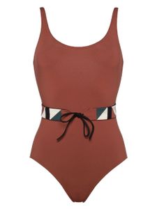 ERES maillot de bain Damier à taille ceinturée - Marron