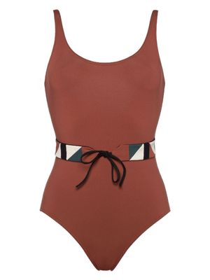 ERES maillot de bain Damier à taille ceinturée - Marron