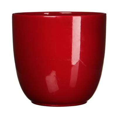 Mica Decorations Plantenpot - rood - glans - keramiek - D14,5 x H14 cm - bloempot