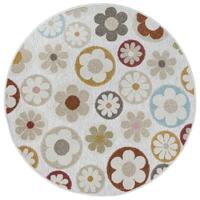 Karpet24 Mira - Trendy Vloerkleed met Fleurige Bloemen, Multi Kleuren, Perfect voor Binnen en Buiten-Ø 120 cm