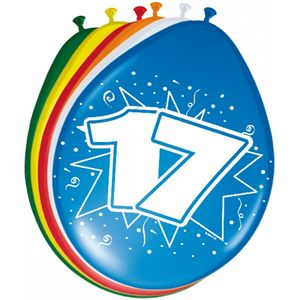 32x Stuks verjaardag ballonnen 17 jaar thema 30 cm