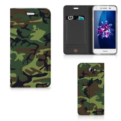 Huawei Y5 2 | Y6 Compact | Hoesje met Magneet | Army Dark
