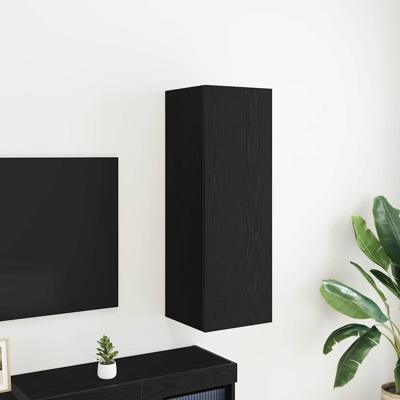 Wand TV-kast Zwart eiken 30.5 x 30 x 90 cm Bewerkt hout
