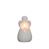Kaars engel wax led 3d vlam op batterij met timer d8.5h14.5 cm wit - Annas collection - thumbnail