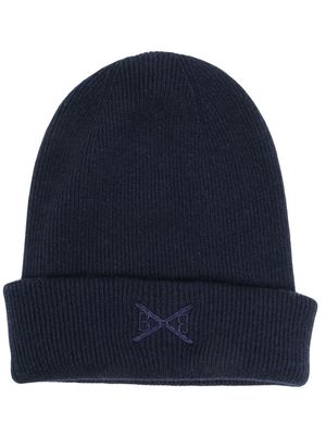 Barrie bonnet en maille à logo brodé - Bleu