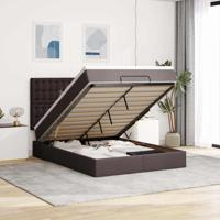 Ottoman bed met matras 140x190cm stof donkerbruin