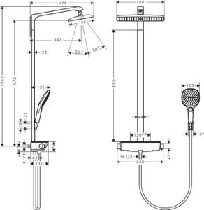 Hansgrohe Raindance Select E 360 Showerpipe Ecostat Select E Ecosmart Chroom