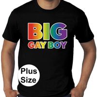 Grote maten Big gay boy regenboog gay pride t-shirt zwart heren - thumbnail