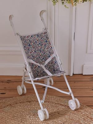 Rieten kinderwagen voor pop groen