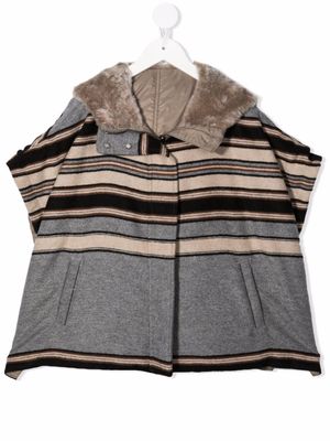 Brunello Cucinelli Kids manteau à capuche - Gris