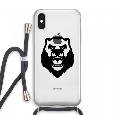 Angry Bear (black): iPhone XS Max Transparant Hoesje met koord