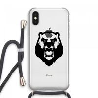 Angry Bear (black): iPhone XS Max Transparant Hoesje met koord