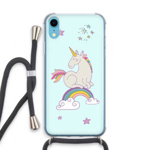 Regenboog eenhoorn: iPhone XR Transparant Hoesje met koord