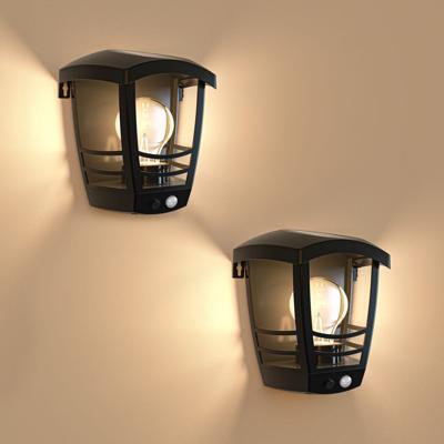 Set van 2 Clark - Solar Wandlampen - met PIR bewegingssensor - 3000K warm witte lichtbron - IP44 waterdicht - Zwart - Tuinverlichting - Buitenlamp