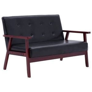 The Living Store Retro Sofa - 113.5 x 67 x 73.5 cm - Zwart Houten Frame - Kunstleren Bekleding