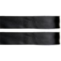Hobby/decoratie sierlint - 2x - satijn - zwart - 1,5 cm/15 mm x 25 meter - cadeaulint