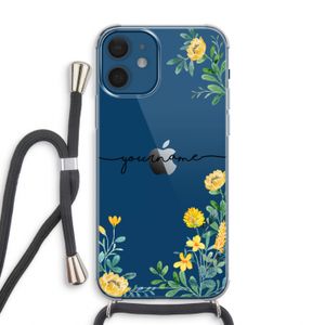 Gele bloemen: iPhone 12 Transparant Hoesje met koord