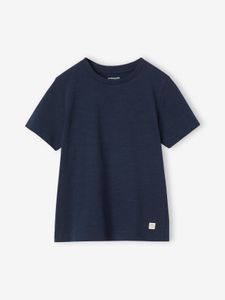 Personaliseerbare gekleurd jongensshirt met korte mouwen marineblauw