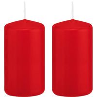 2x Kaarsen rood 6 x 12 cm 40 branduren sfeerkaarsen - Stompkaarsen