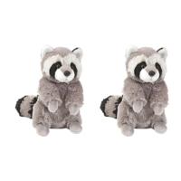 Wild Republic pluche knuffel wasbeer - 2x stuks - 25 cm - Wasberen dieren knuffels