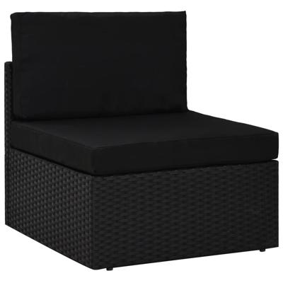 Middenbank sectioneel poly rattan zwart