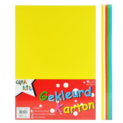 A5 Gekleurd karton - 100 vellen -160 gr - knutselkarton - tekenkarton