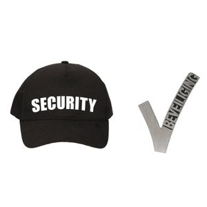 Verkleed security pet / cap zwart met beveiligingsspeldje voor kinderen   -