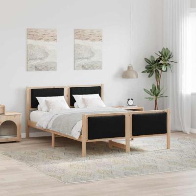 Bedframe met hoofdeinde Zwart 140 x 190 cm Stof Bedframe met hoofdeinde Zwart 140 x 190 cm Stof