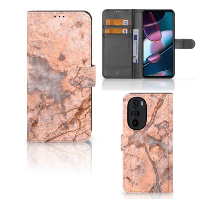 Motorola Edge 30 Pro | Bookcase | Marmer Oranje