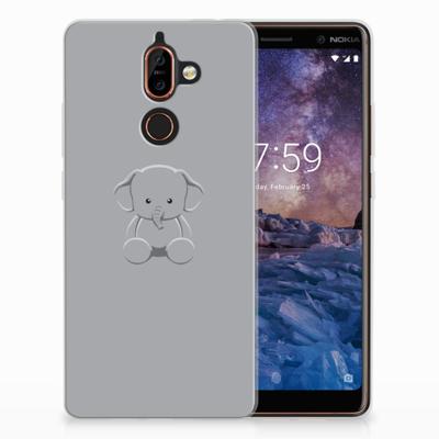 Nokia 7 Plus Telefoonhoesje met Naam Grijs Baby Olifant Nokia 7 Plus Telefoonhoesje met Naam Grijs Baby Olifant