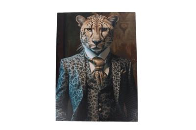 Schilderij Gentlemen Panter zwart canvas/hout