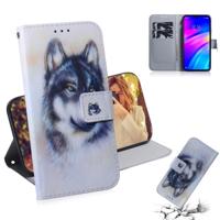 Witte Wolf patroon gekleurde tekening horizontale Flip lederen case voor Xiaomi Redmi 7 met houder & card slots & portemonnee