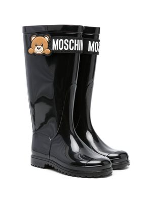 Moschino Kids bottines de pluie Teddy Bear à patch logo - Noir
