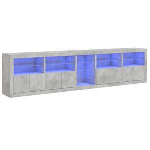 vidaXL Dressoir met LED-verlichting 283x37x67 cm betongrijs